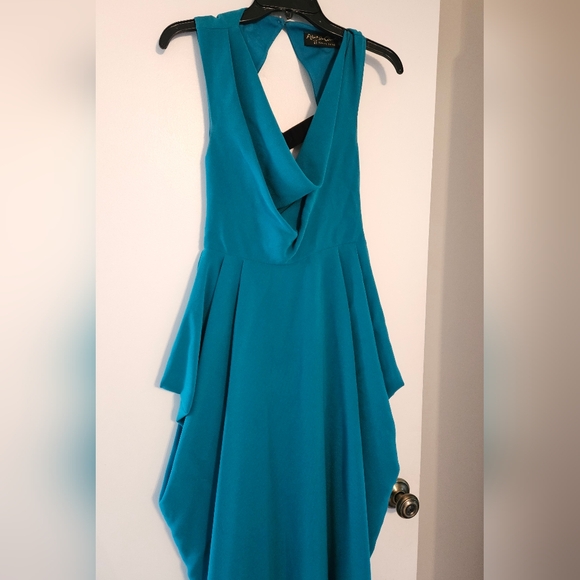 Alice & Olivia Gretchen Open Back Teal Dress Size 4 - Picture 6 of 14